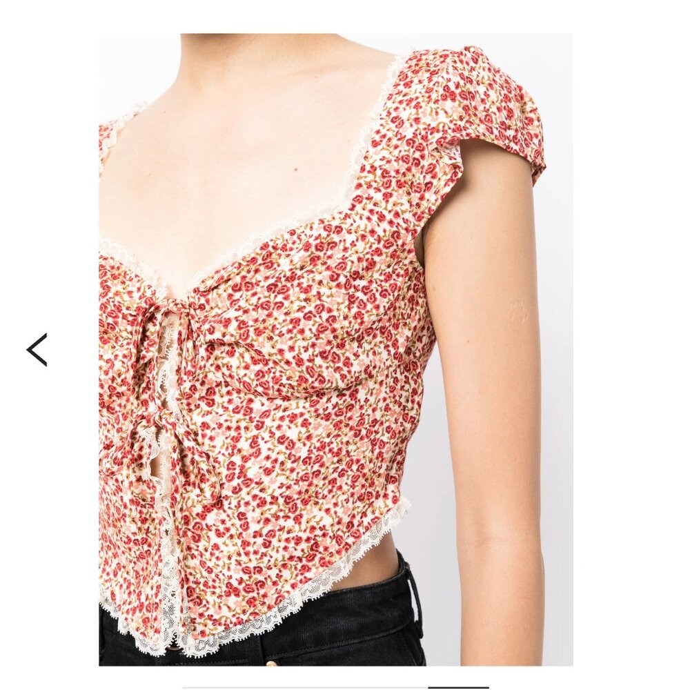 Reformation Safia Floral Top in La Vie En Rose Size 0 - Picture 10 of 16